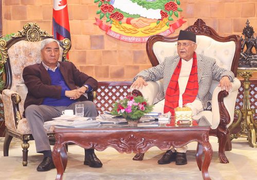बालुवाटारमा ओली र देउवाबीच दुई घन्टा छलफल