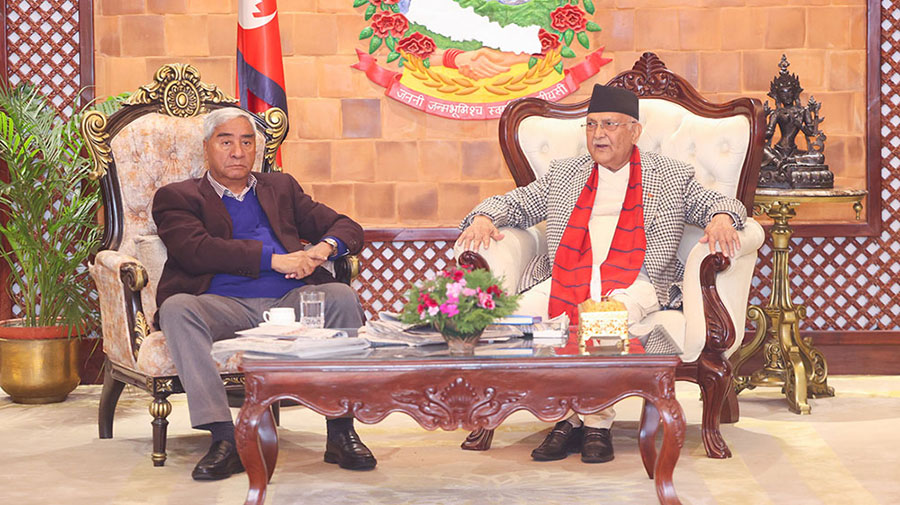 बालुवाटारमा ओली र देउवाबीच दुई घन्टा छलफल