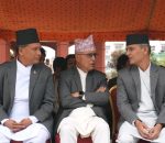 खण्डहर भवन बाहिर तीन मन्त्रीको शपथ, घिसिङलाई तीन मन्त्रालयको जिम्मेवारी