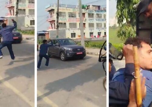 विराटनगरमा महेश बस्नेत सवार गाडीमा जेनजी समूहद्वारा रातो मसी प्रहार